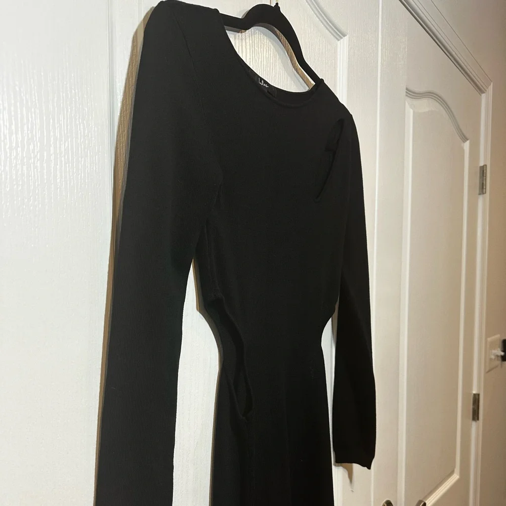 Lulu's Black Long Sleeve Sheath Dress with Cutout Details - Picture 6 of 16